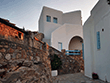 The entrance of the Solaris hotel in Folegandros island, Cyclades, Greece