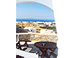 Aegean sea and the Chora village, view from a room of the Solaris hotel in Folegandros island, Cyclades, Greece