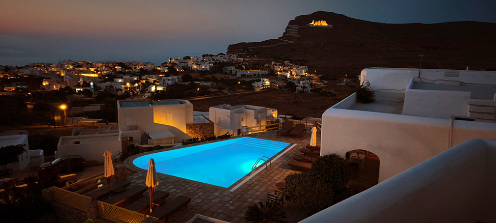 Sunset ατ the Solaris Hotel in Folegandros island, Cyclades, Greece